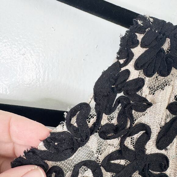 Anthropologie Yoana Baraschi Ribbon Lace Soutache Dress Black Nude Sheer Sexy 6 - Picture 5 of 16